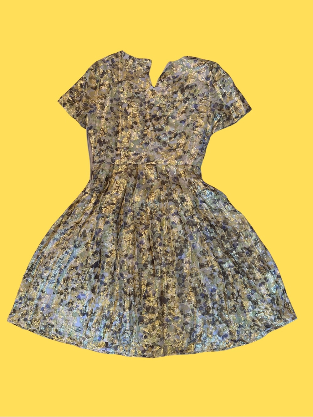 J. Crew Metallic Floral Fit-and-Flare Dress in Gold and Purple